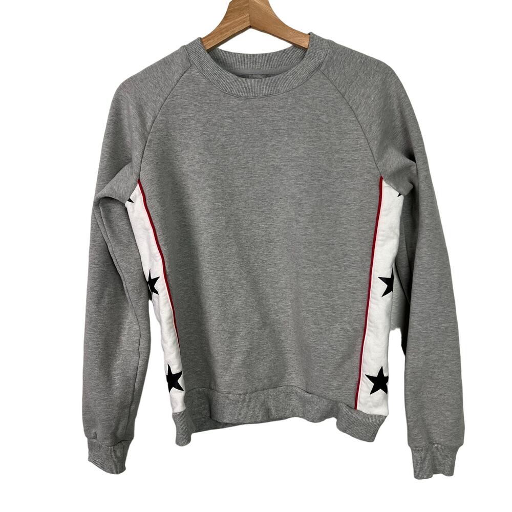 EllandEmm‎ Gray Star Crewneck Sweatshirt Fleece Lined Long Sleeve Size Small